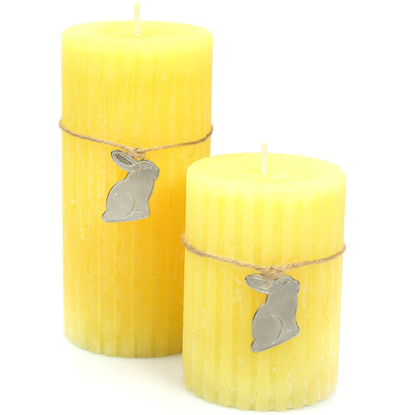 gelbe Kerze mit Hasenanhänger