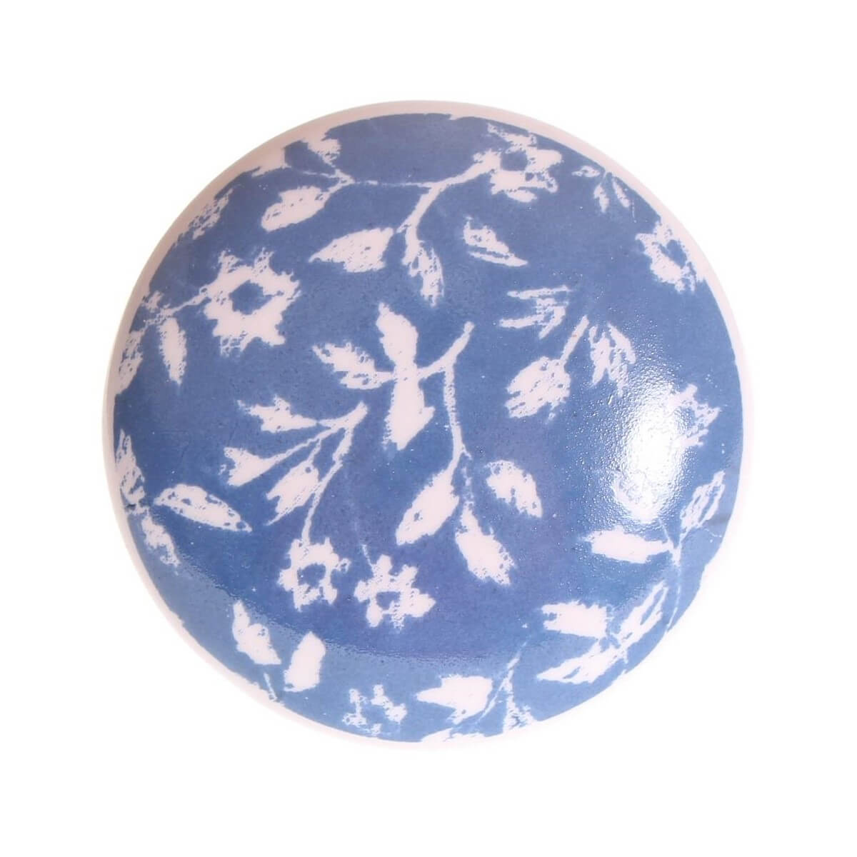 Kommodenknopf Vintage Blau Blumenmuster