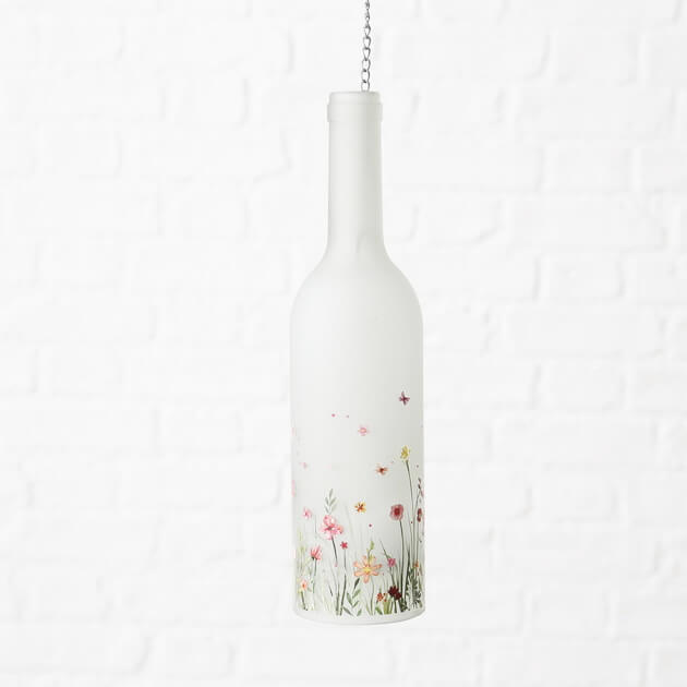 Flaschen Teelichthalter Flowery Milchglas