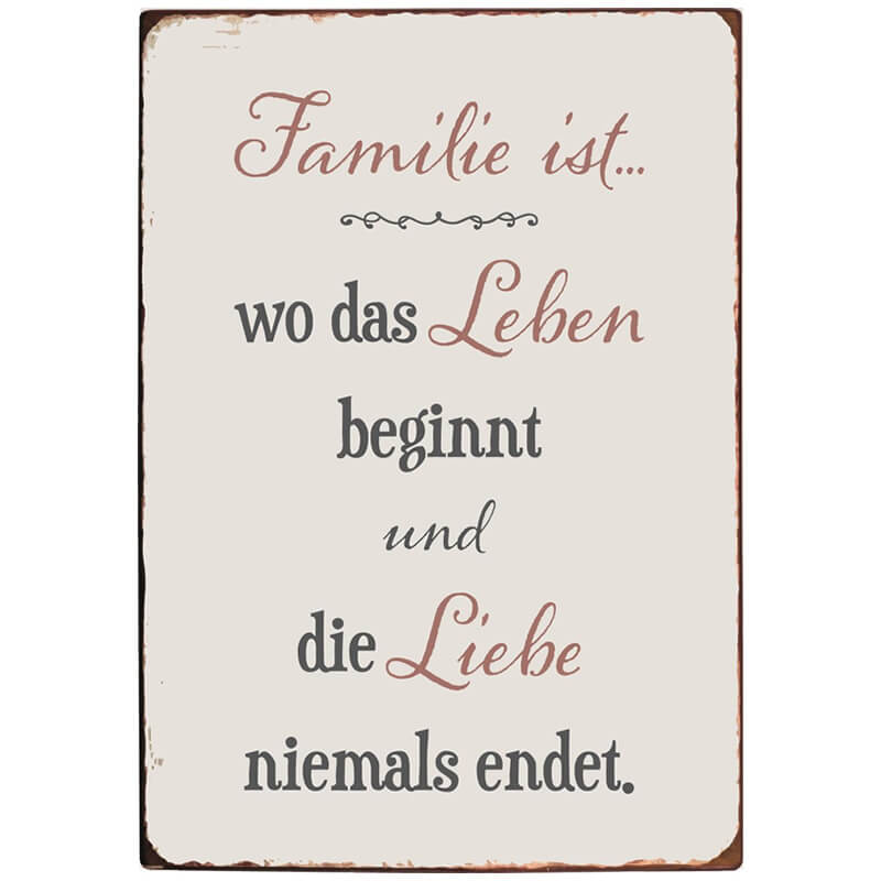 Blechschild Familie