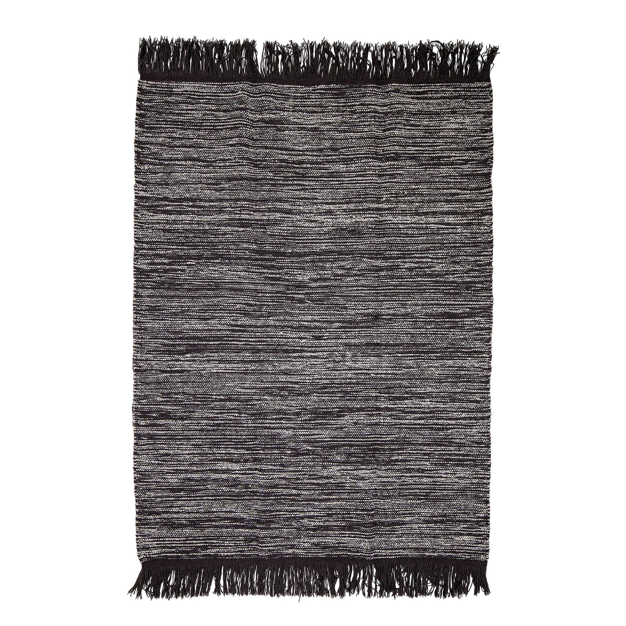 Teppich Wolle Grau-Schwarz