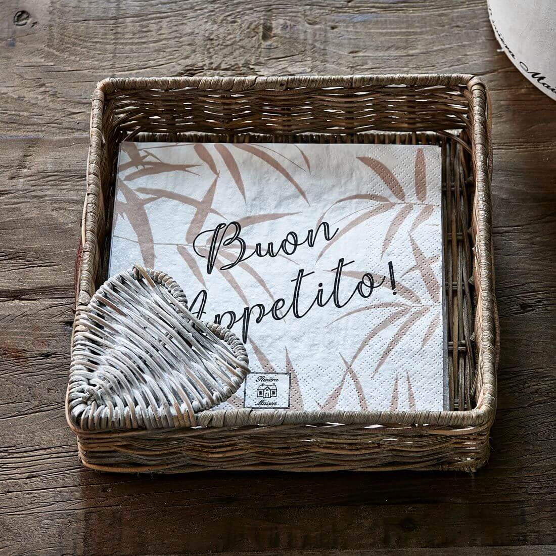 Rustic Rattan Heart Napkin Holder