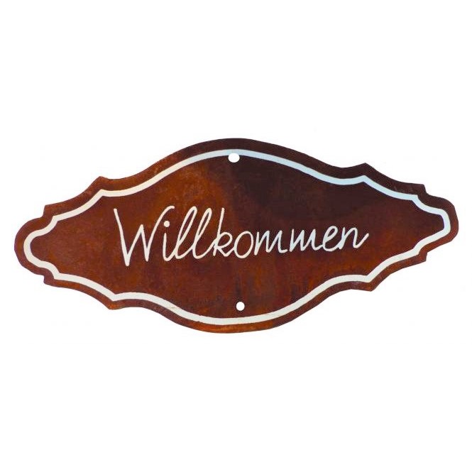 Rosteisen Antikschild Willkommen