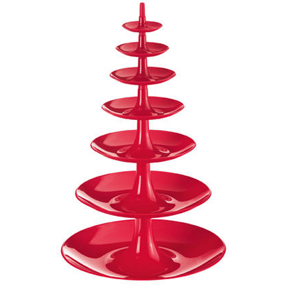 Rotes Kuststoff-Etagere