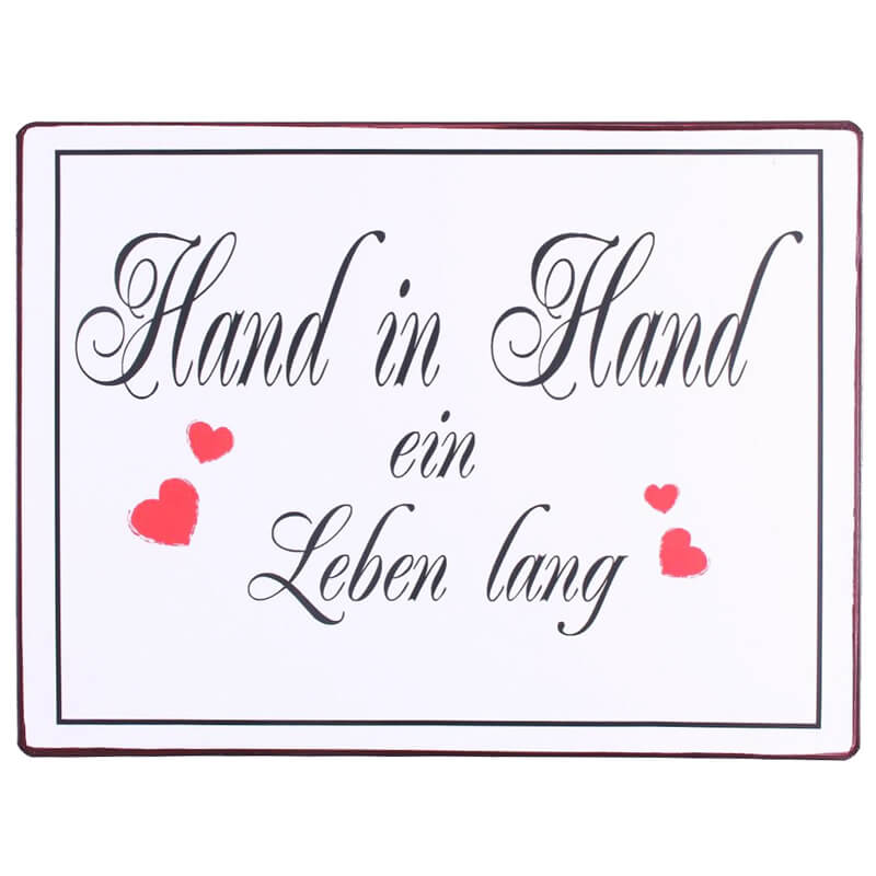 Blechschild Hand in Hand